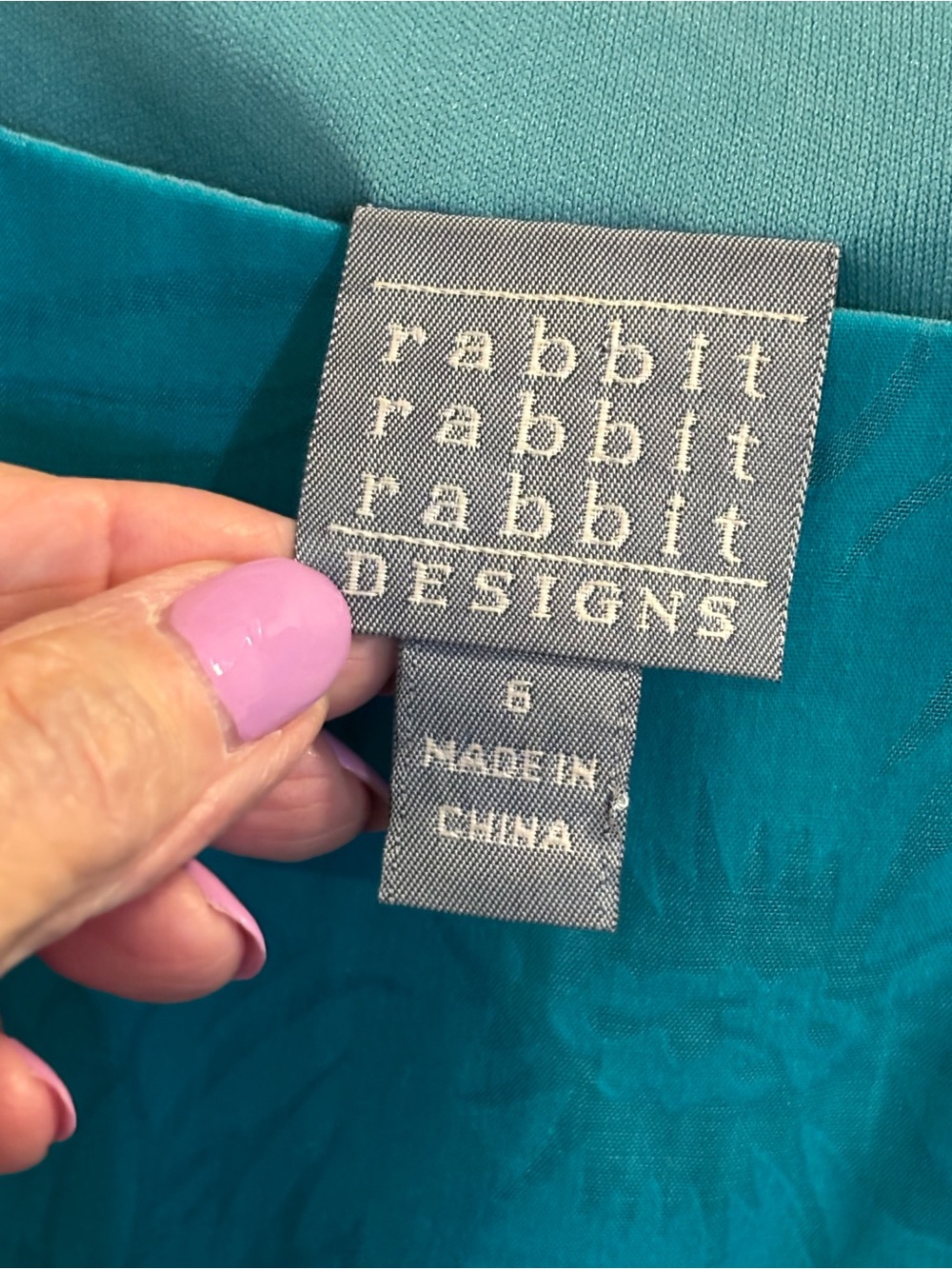 Vintage NEVER WORN Rabbit Rabbit Rabbit by Nordstrom Teal Square-Neck Dress - Picture 2 of 13